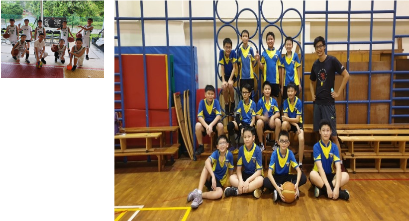 A group of group of boys basketball players posing at a basketball court with their teachers
